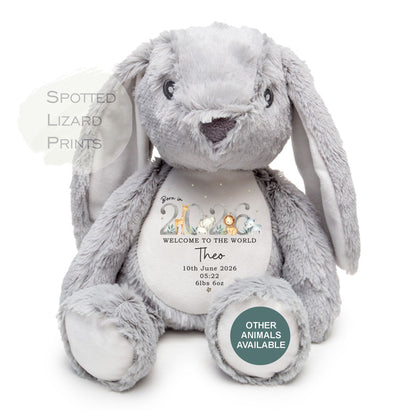 Personalised Born in 2026 Soft Toy Name, Welcome to the World - Baby Shower - Baby Gift - Baby Girl Baby Boy - personalised baby gift