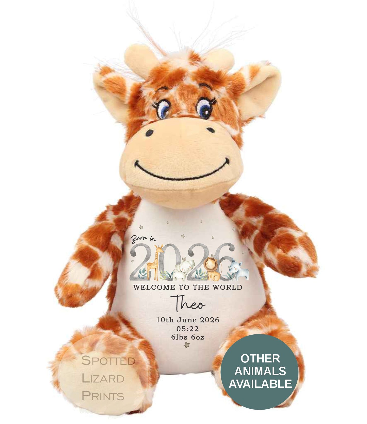 Personalised Born in 2026 Soft Toy Name, Welcome to the World - Baby Shower - Baby Gift - Baby Girl Baby Boy - personalised baby gift