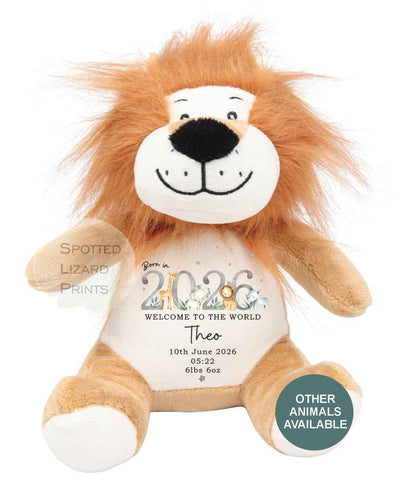 Personalised Born in 2026 Soft Toy Name, Welcome to the World - Baby Shower - Baby Gift - Baby Girl Baby Boy - personalised baby gift