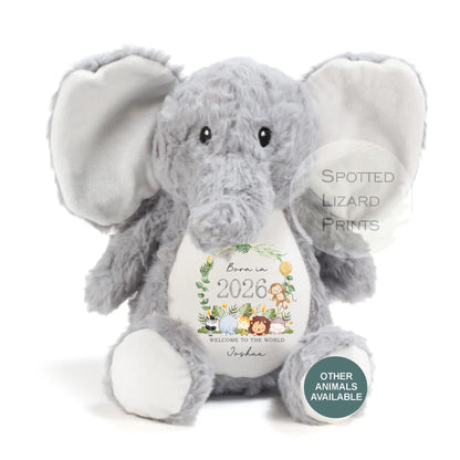 Personalised Born in 2026 Soft Toy Name, Welcome to the World - Baby Shower - Baby Gift - Baby Girl Baby Boy - Higgle Bears