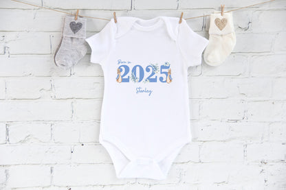 Born in 2025 white Baby Vest personalised Clothing