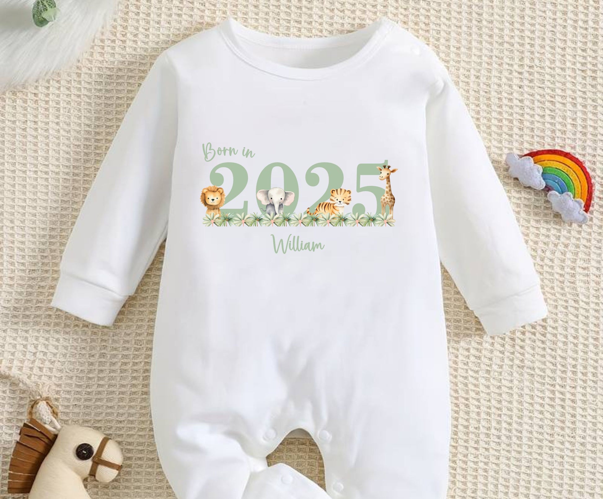 Born in 2025 personalised Baby Romper