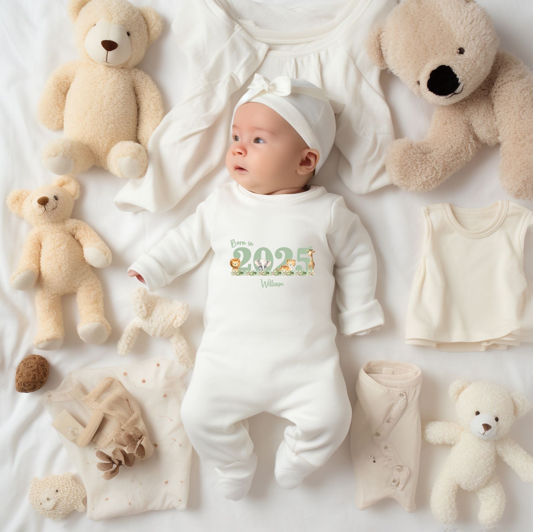 Personalised White coming home in 2025 Baby outfit