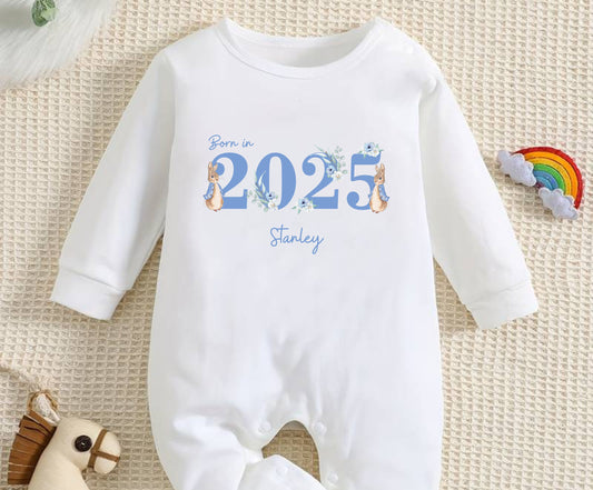 Born in 2025 white Baby Romper personalised Clothing