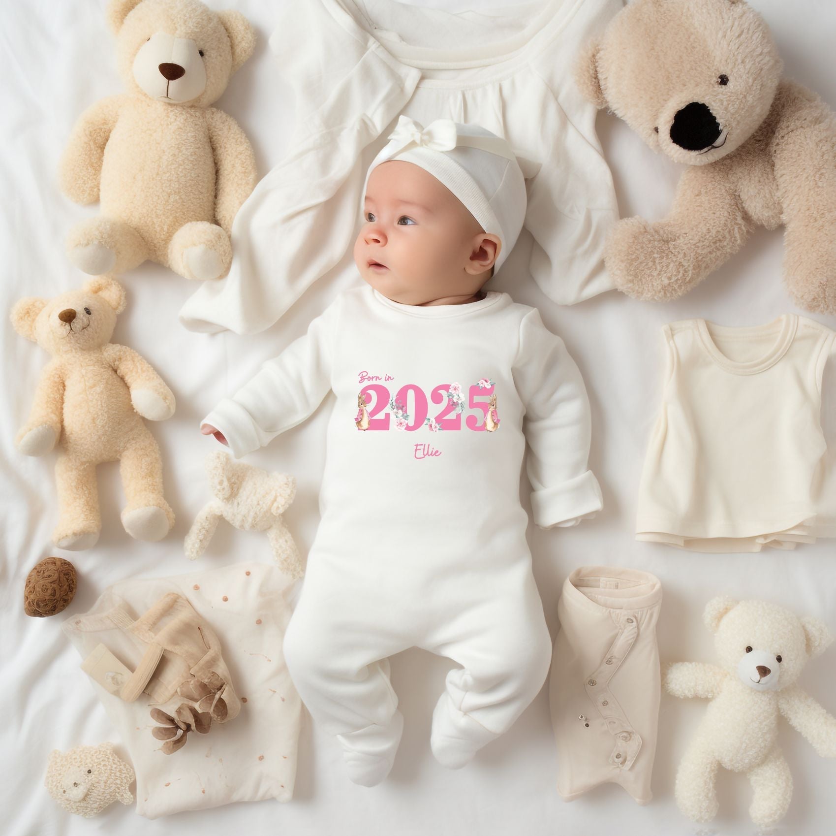 Born in 2025 white Baby Romper