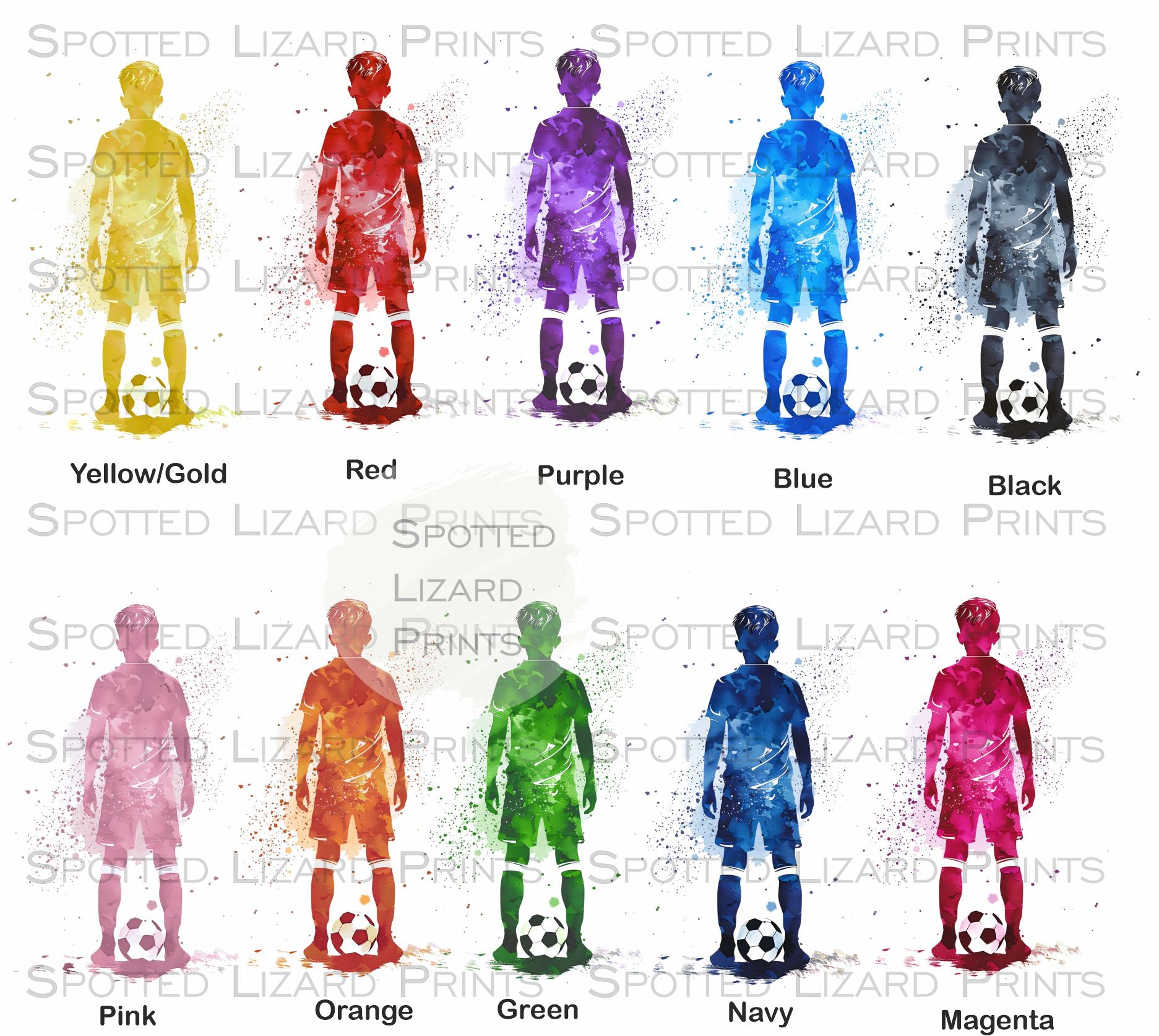 Personalised football birthday card with name and age printed on the player's shirt. Choose the relationship and colour for a unique football fan card.