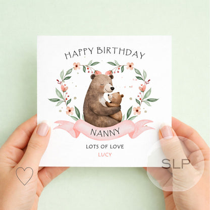 Personalised Granny Birthday Card – Cute Highland Cow Card – Custom Name from Child