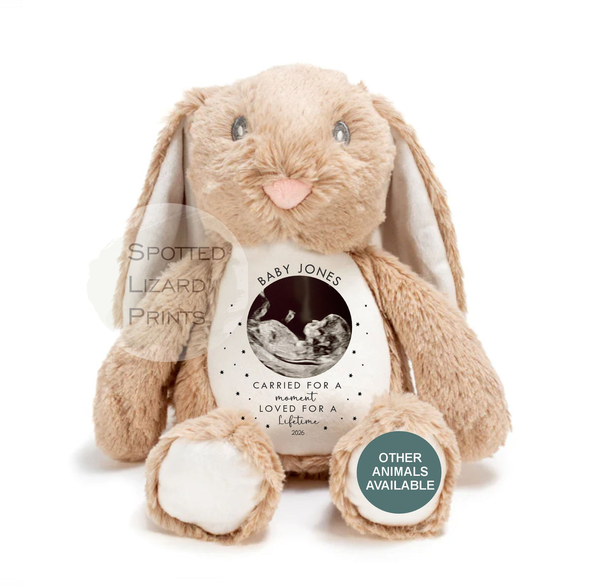 Personalised Baby Loss Memorial Teddy with Scan Photo, Baby Name, Miscarriage Keepsake, Pregnancy Loss Memorial Gift, Bereavement Gift
