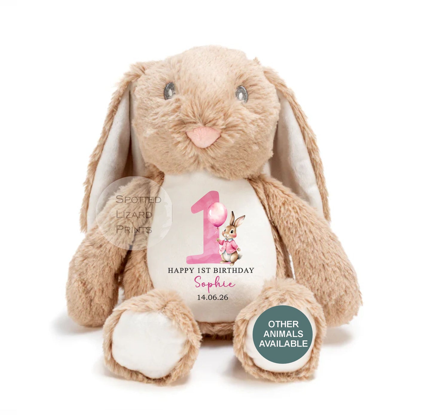Personalised First Birthday , 1st Birthday Gift Girl Teddy, 1st Baby Girl, Birthday Present, Personalised 1st Birthday Soft Toy