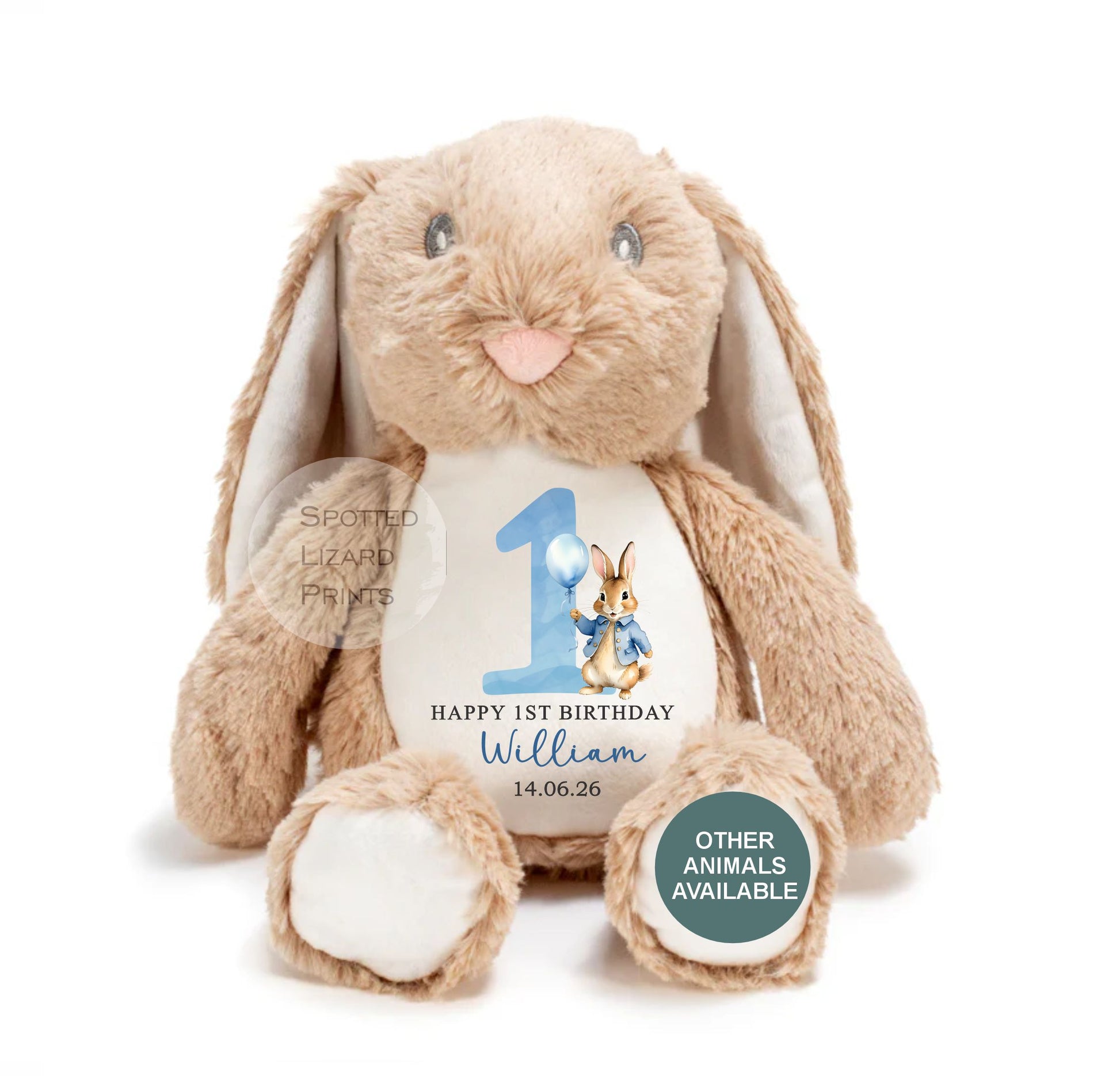Personalised First Birthday , 1st Birthday Gift Boy Teddy, 1st Baby Boy, Birthday Present, Personalised 1st Birthday Soft Toy
