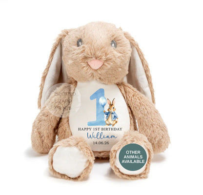 Personalised First Birthday , 1st Birthday Gift Boy Teddy, 1st Baby Boy, Birthday Present, Personalised 1st Birthday Soft Toy