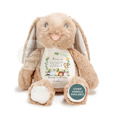 Personalised Baby Soft Toy Born in 2027 | Custom Name Plush Teddy | New Baby Gift | Baby Shower Gift | Baby Girl Boy Keepsake | Welcome