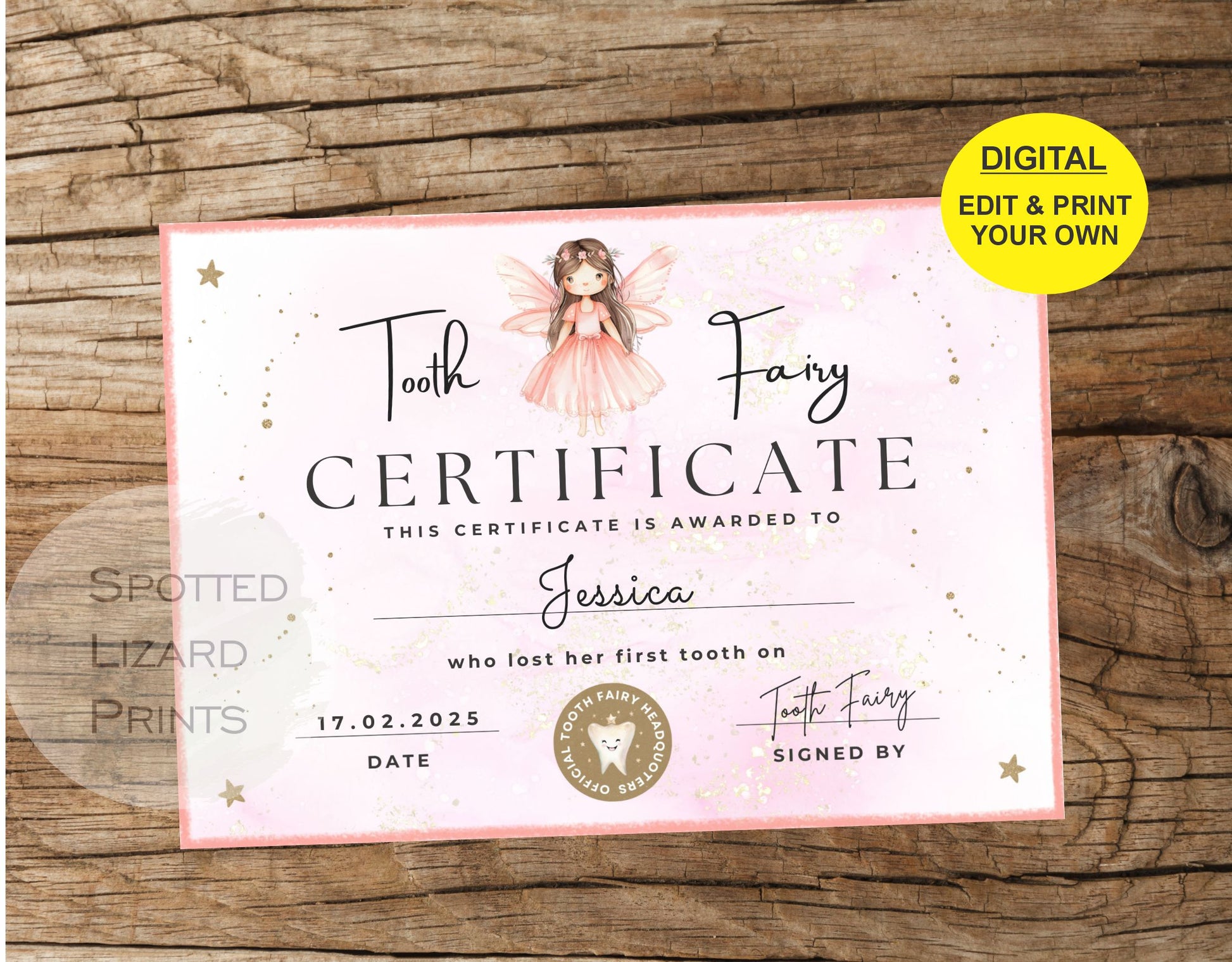 Tooth fairy certificate download