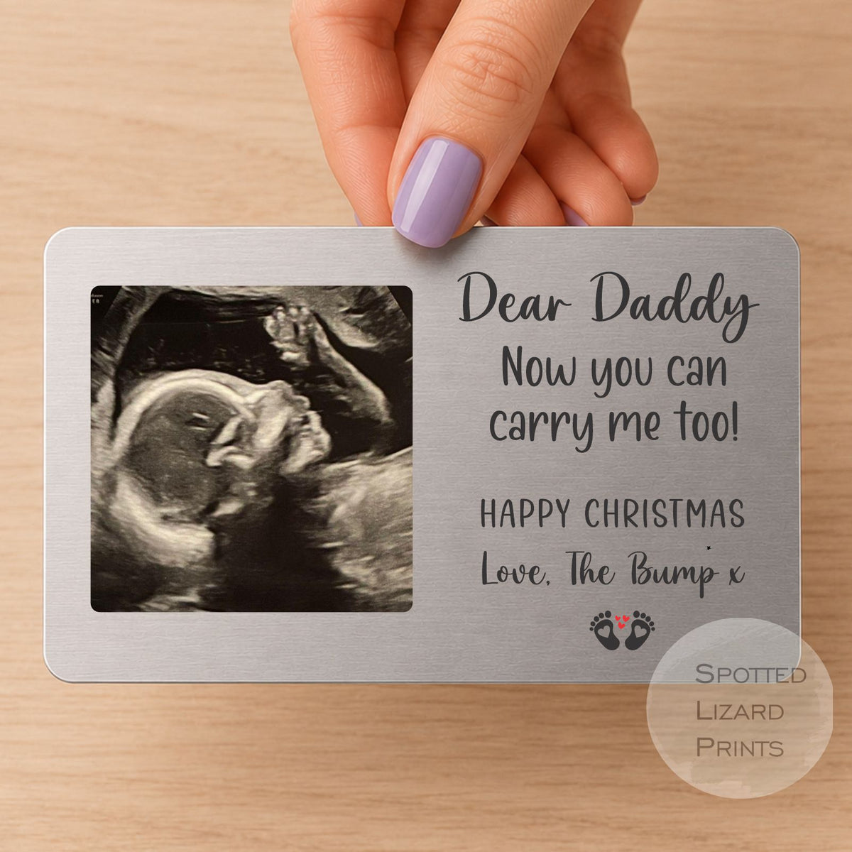 Personalised Ultrasound Photo Wallet Card, Sonogram Wallet Insert, Bump Gift, New Dad Gift, Dad To Be Gift, First Christmas Gifts