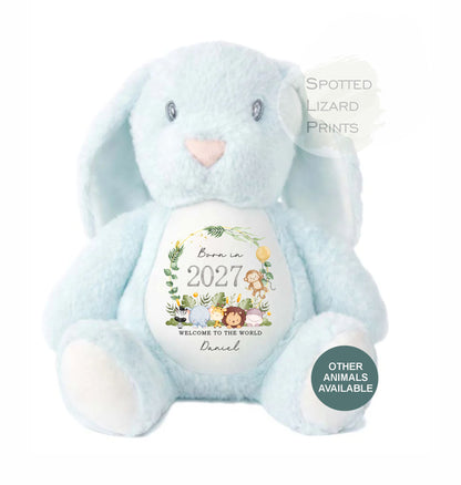 Personalised Baby Soft Toy Born in 2027 | Custom Name Plush Teddy | New Baby Gift | Baby Shower Gift | Baby Girl Boy Keepsake | Welcome