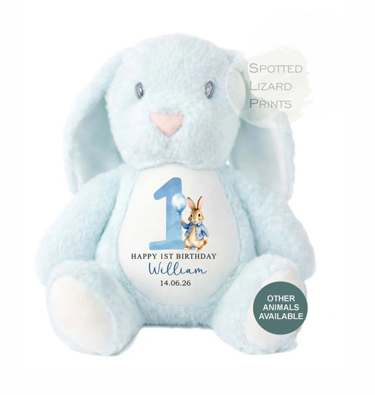 Personalised First Birthday , 1st Birthday Gift Boy Teddy, 1st Baby Boy, Birthday Present, Personalised 1st Birthday Soft Toy