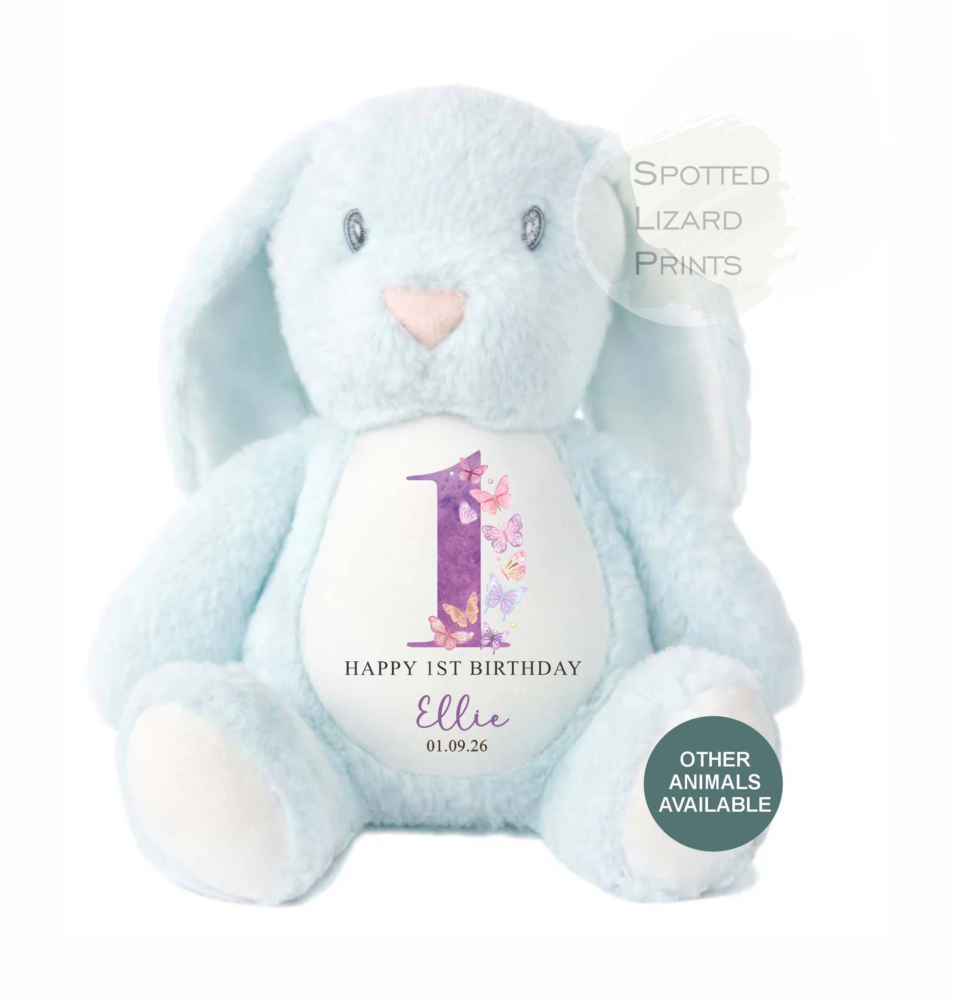 Personalised First Birthday , Butterfly 1st Birthday Gift Girl Teddy, 1st Baby Girl, Birthday Present, Personalised 1st Birthday Soft Toy