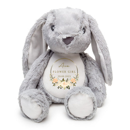 rabbit teddy, flower girl gift