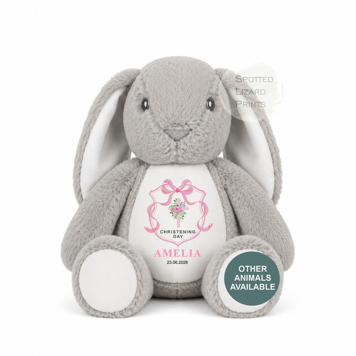 Personalised Christening Teddy - Christening Gift, Big Sister, Little Sister Soft Toy - New Baby Gift - Baby Girl