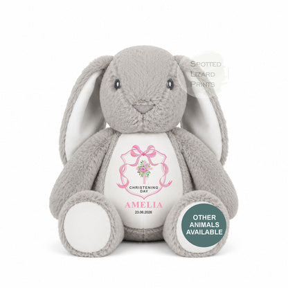 Personalised Christening Teddy - Christening Gift, Big Sister, Little Sister Soft Toy - New Baby Gift - Baby Girl