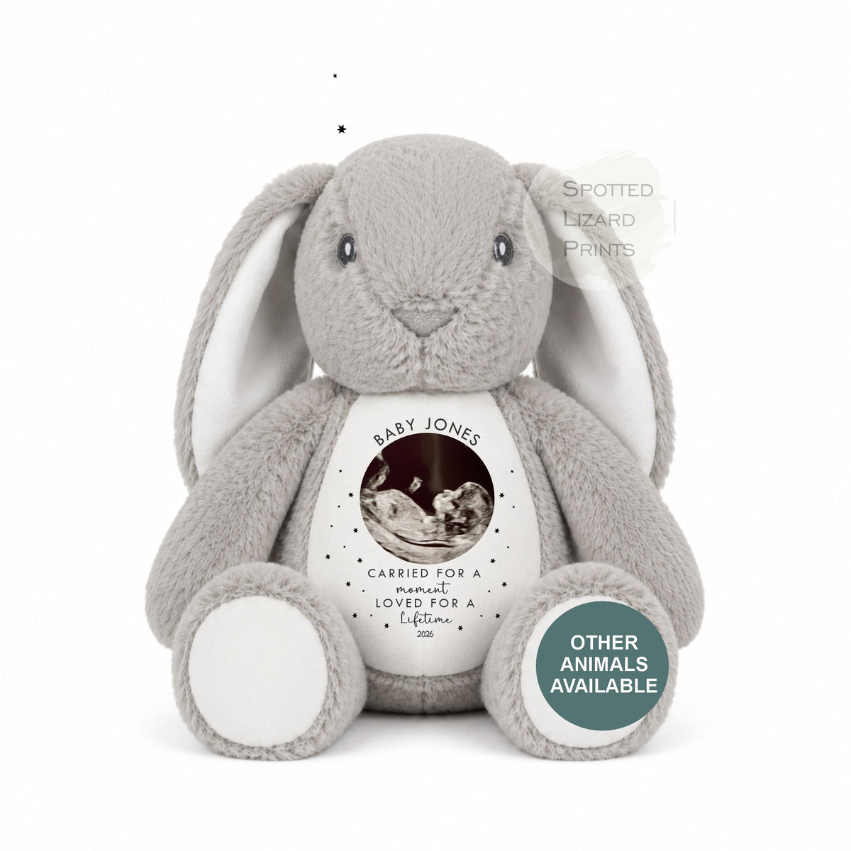 Personalised Baby Loss Memorial Teddy with Scan Photo, Baby Name, Miscarriage Keepsake, Pregnancy Loss Memorial Gift, Bereavement Gift