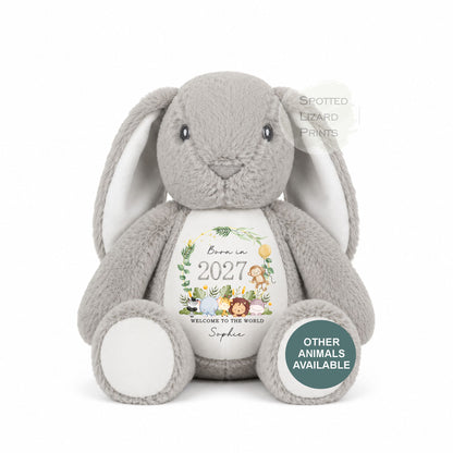 Personalised Baby Soft Toy Born in 2027 | Custom Name Plush Teddy | New Baby Gift | Baby Shower Gift | Baby Girl Boy Keepsake | Welcome