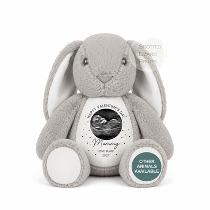 Valentines Day Gift From Bump Bunny Soft Toy - Mummy Teddy Bear - Baby Scan Teddy - Valentine's Day From Bump - Bumps First Valentines Day
