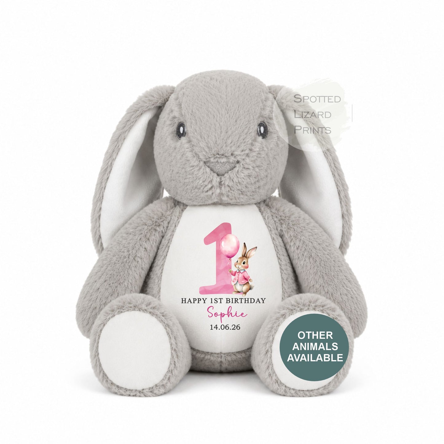 Personalised First Birthday , 1st Birthday Gift Girl Teddy, 1st Baby Girl, Birthday Present, Personalised 1st Birthday Soft Toy