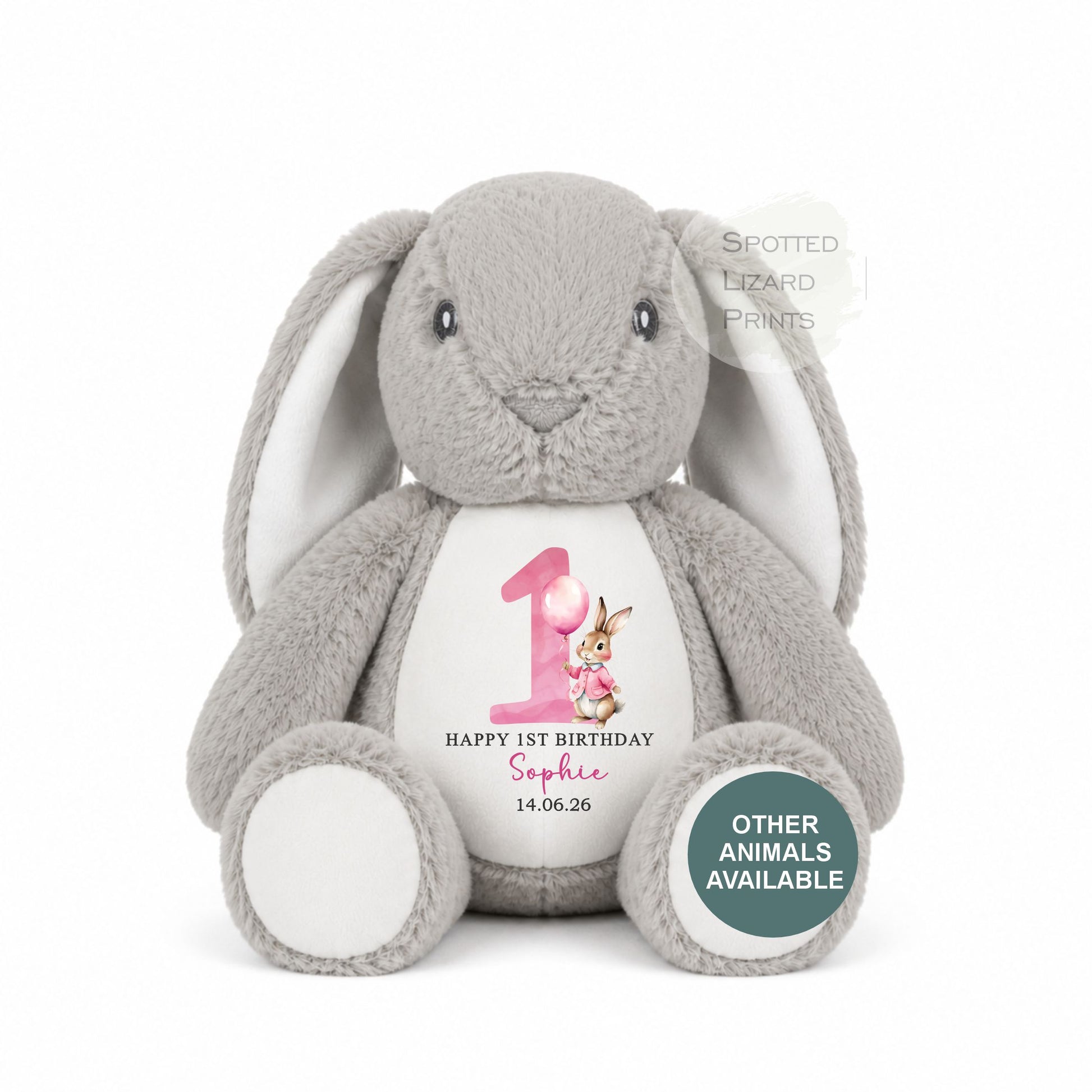 Personalised First Birthday , 1st Birthday Gift Girl Teddy, 1st Baby Girl, Birthday Present, Personalised 1st Birthday Soft Toy