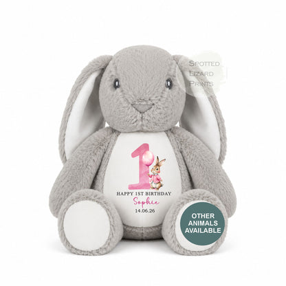 Personalised First Birthday , 1st Birthday Gift Girl Teddy, 1st Baby Girl, Birthday Present, Personalised 1st Birthday Soft Toy