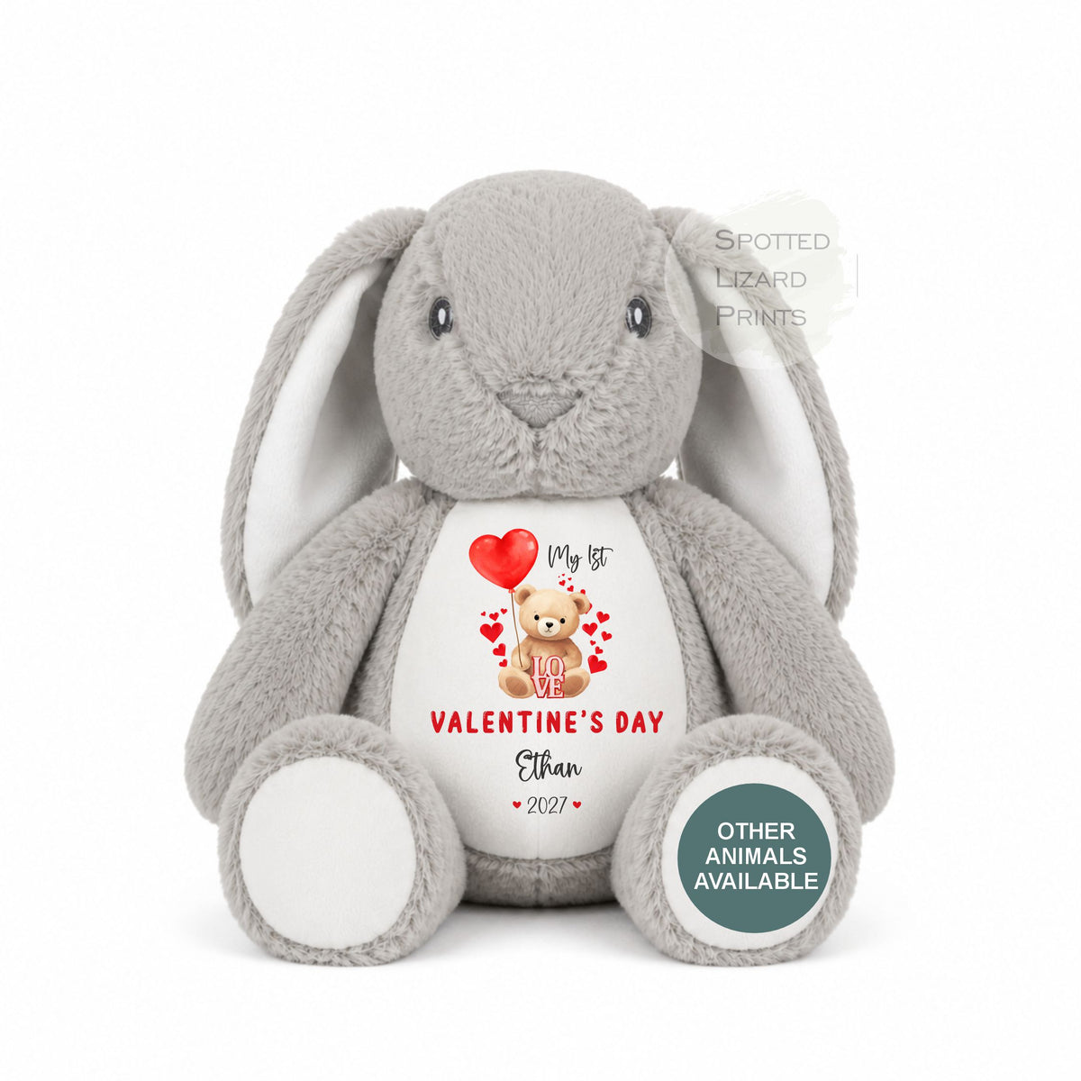 Personalised My First Valentines Day Teddy Gift,  First Valentines Day Soft Toy, Baby's First Valentines Day - Personalised baby gift