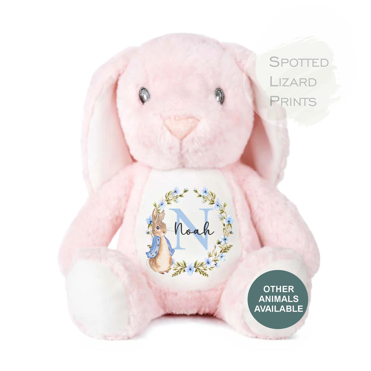 Personalised Peter Rabbit New Baby Soft Toy with Name & Initial, Bunny Rabbit Teddy, New Baby Boy Gift, Baby Shower Keepsake