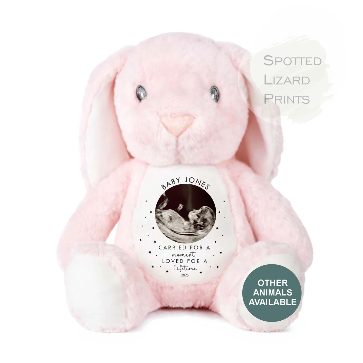 Personalised Baby Loss Memorial Teddy with Scan Photo, Baby Name, Miscarriage Keepsake, Pregnancy Loss Memorial Gift, Bereavement Gift