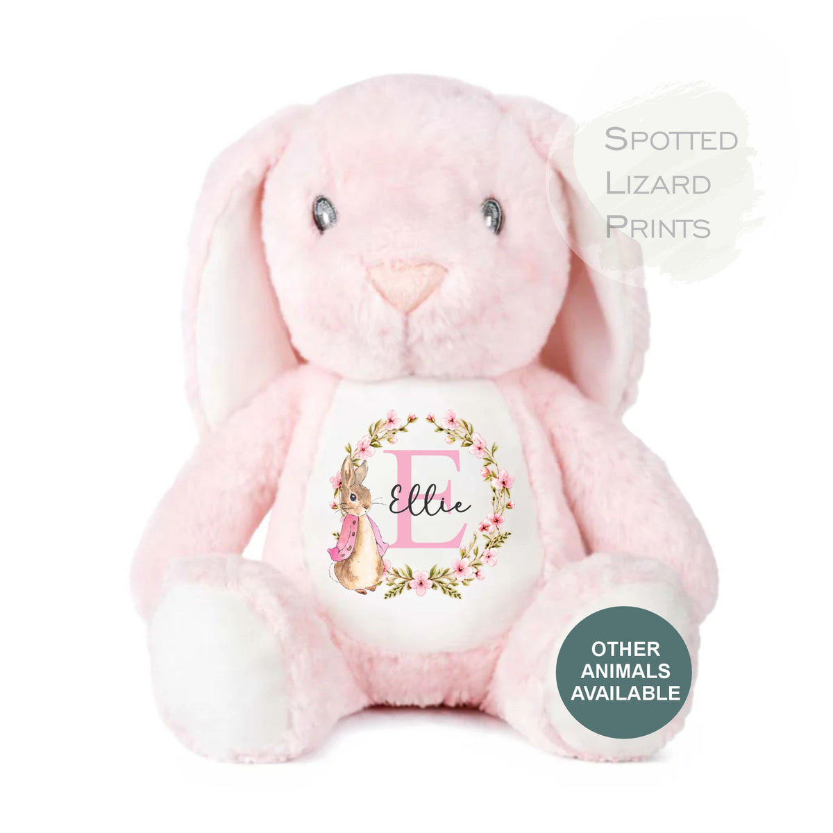 Personalised Peter Rabbit Style Plush Toy | Floral Bunny Baby Gift | New Baby, Christening & Birthday Gift