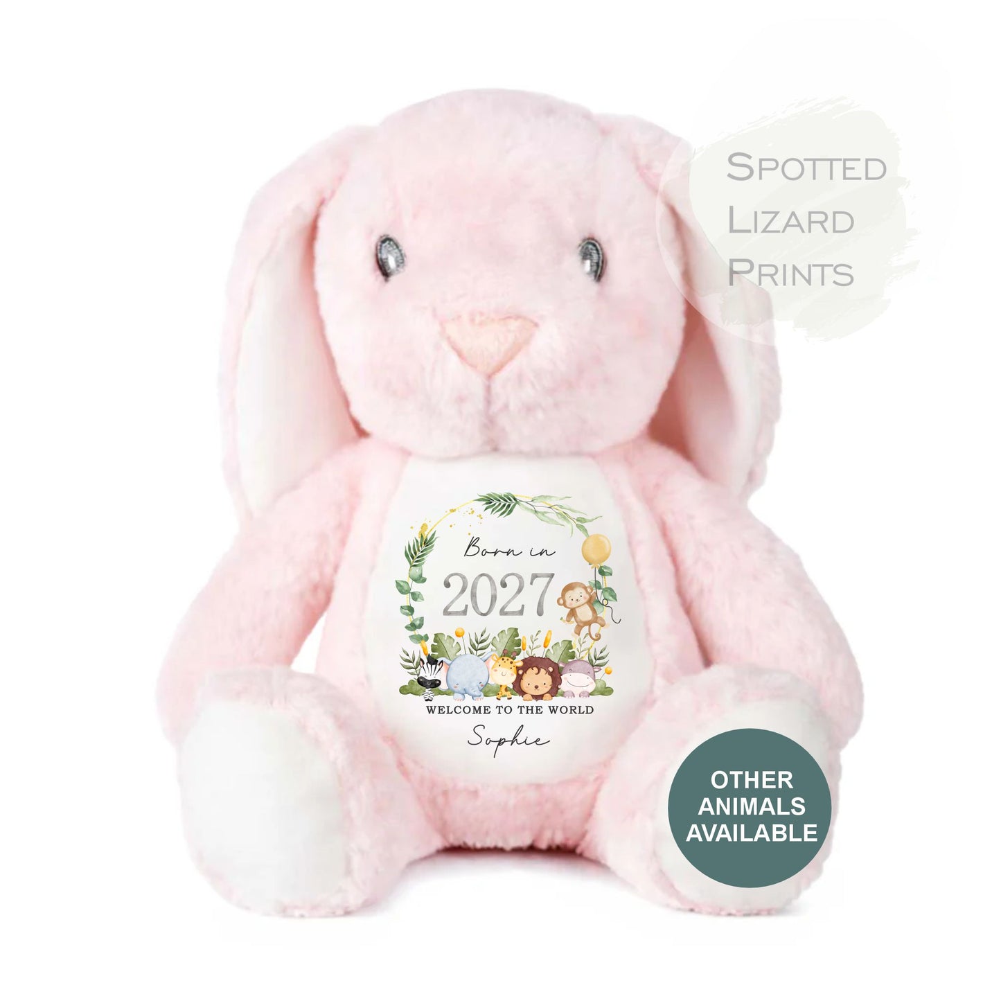 Personalised Baby Soft Toy Born in 2027 | Custom Name Plush Teddy | New Baby Gift | Baby Shower Gift | Baby Girl Boy Keepsake | Welcome