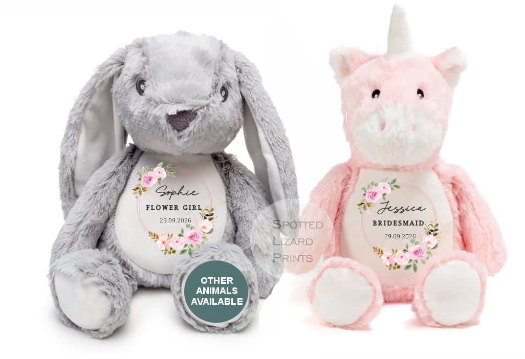 Personalised Flower Girl Soft Toy - Bridesmaid Gift - Gift for Flower Girl - Thank you for being my Flower Girl