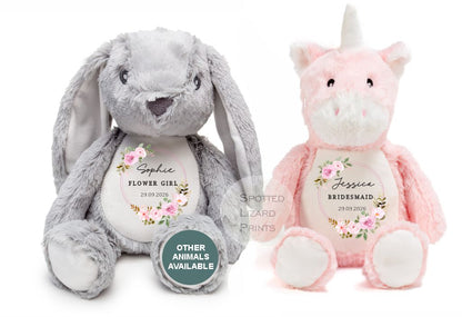 Personalised Flower Girl Soft Toy - Bridesmaid Gift - Gift for Flower Girl - Thank you for being my Flower Girl