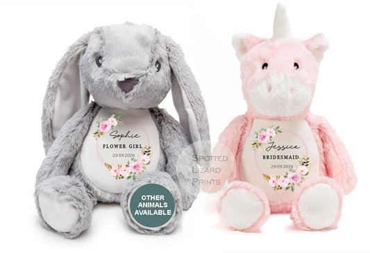 Personalised Flower Girl Soft Toy - Bridesmaid Gift - Gift for Flower Girl - Thank you for being my Flower Girl