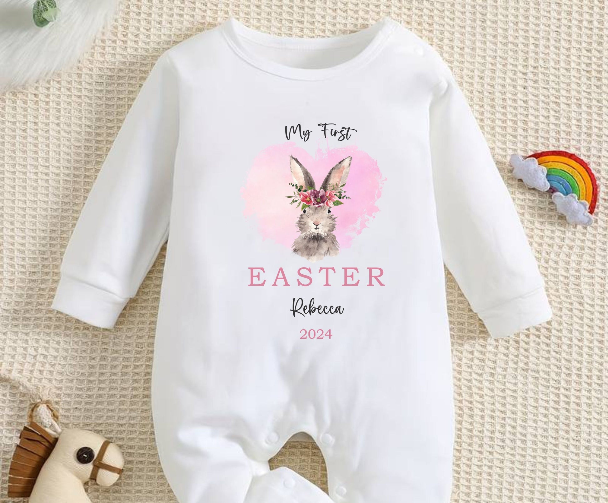 white personalised easter rompersuit