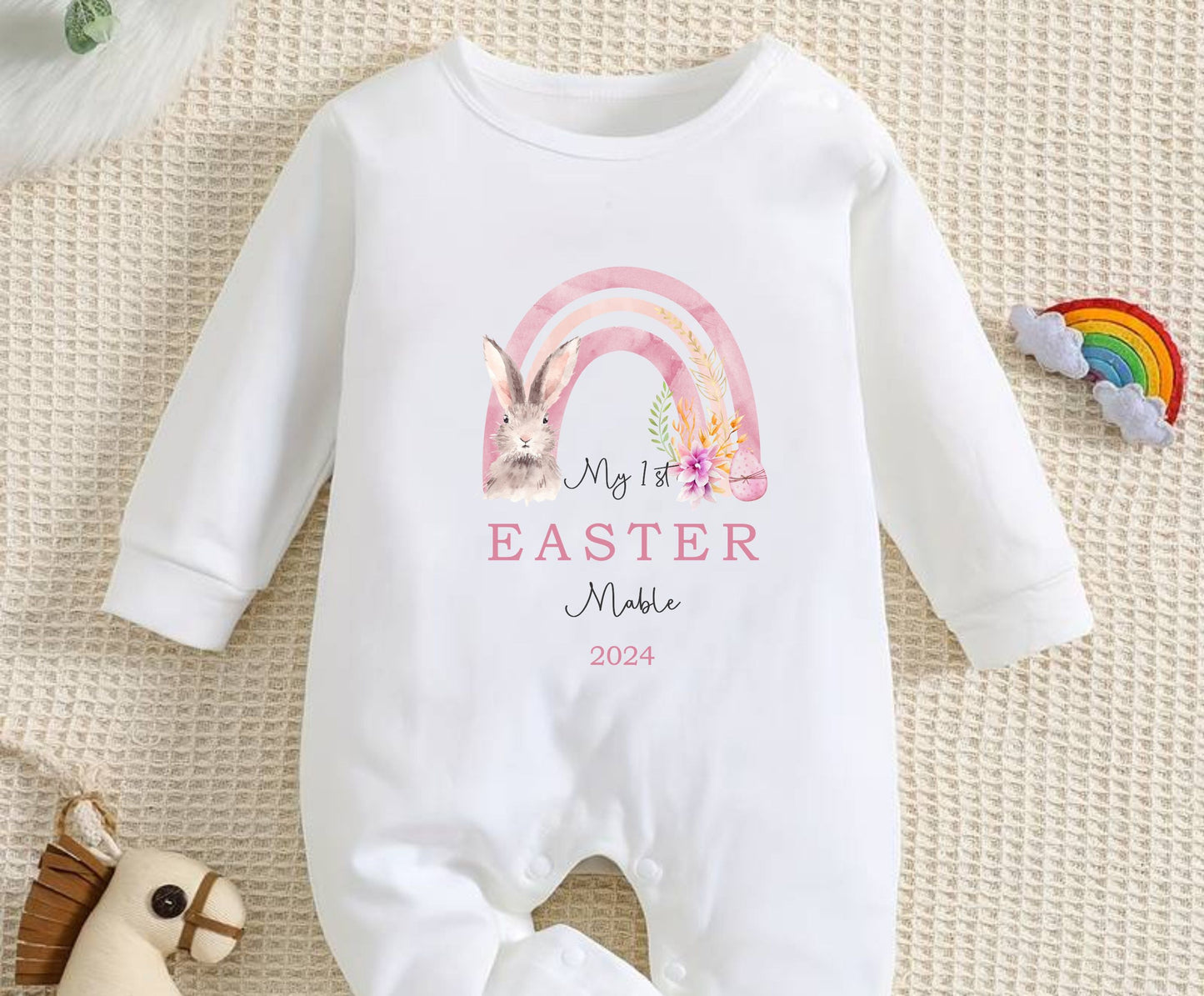 Personalised and Hand printed, Baby Easter Romper