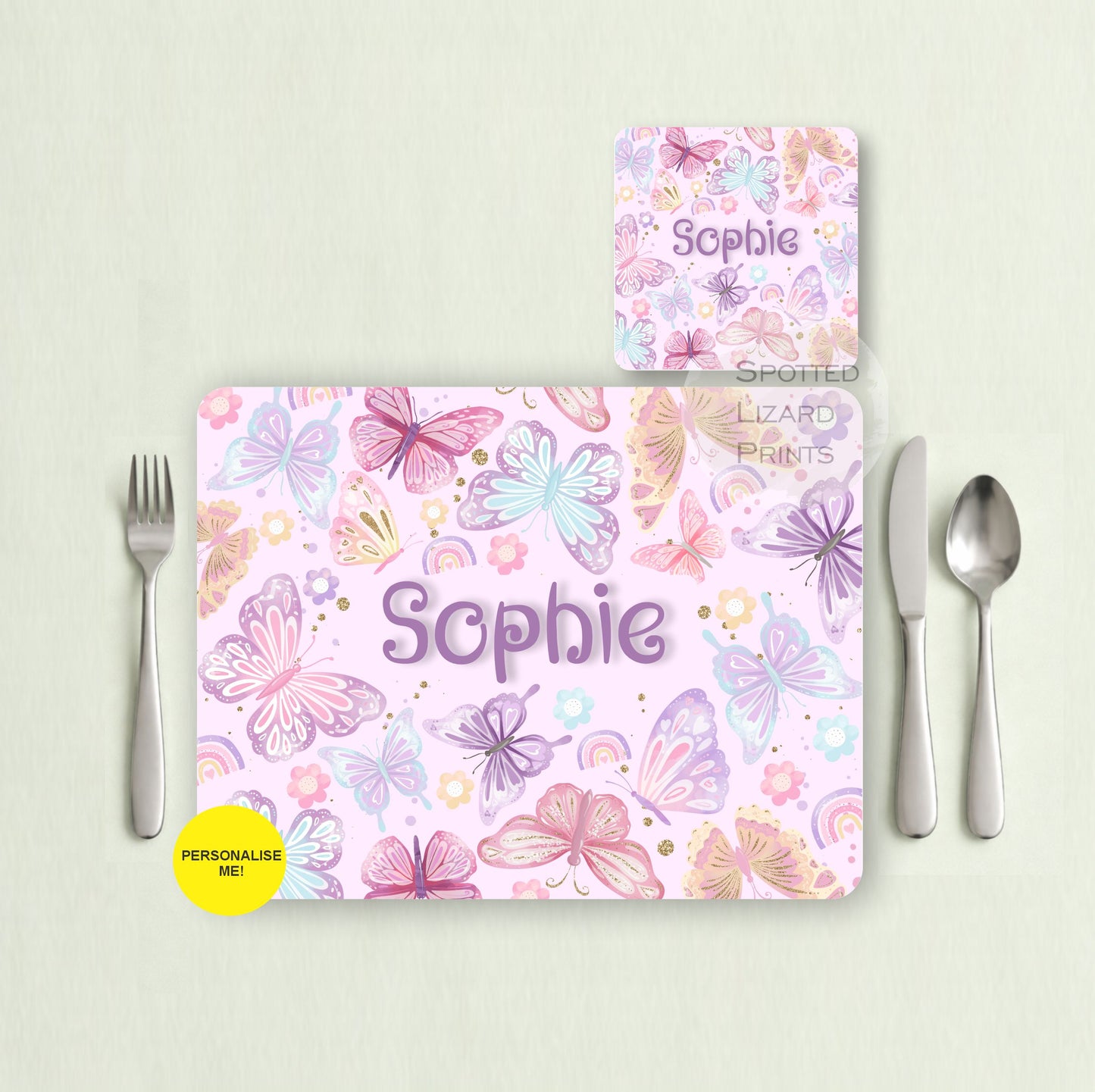 Gift for Kids - Personalised Placemat - Placemat and Coast set - Personalised Tableware - Personalised Coaster - 