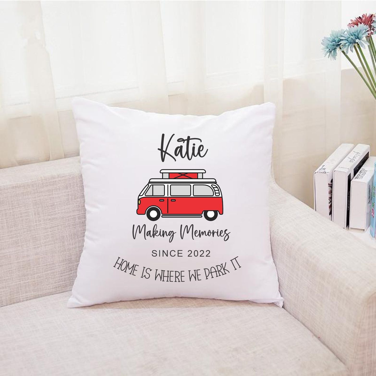 red camper van cushion