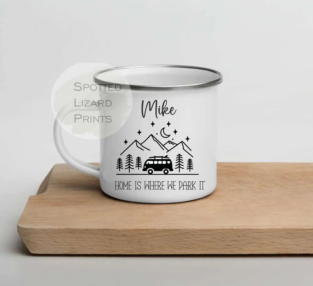 Personalised Campervan Mugs, Campervan Enamel Mug, Family Campervan mugs - Camping - Travel Mugs