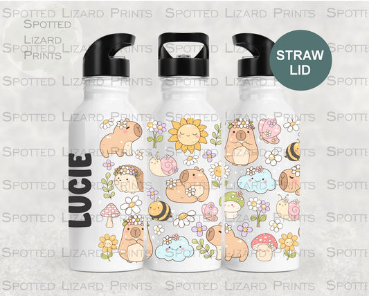 Personalised Capybara Water Bottle - Personalised water Bottle Kids - Personalised water Bottle for Kids - Kids personalised Water Bottle