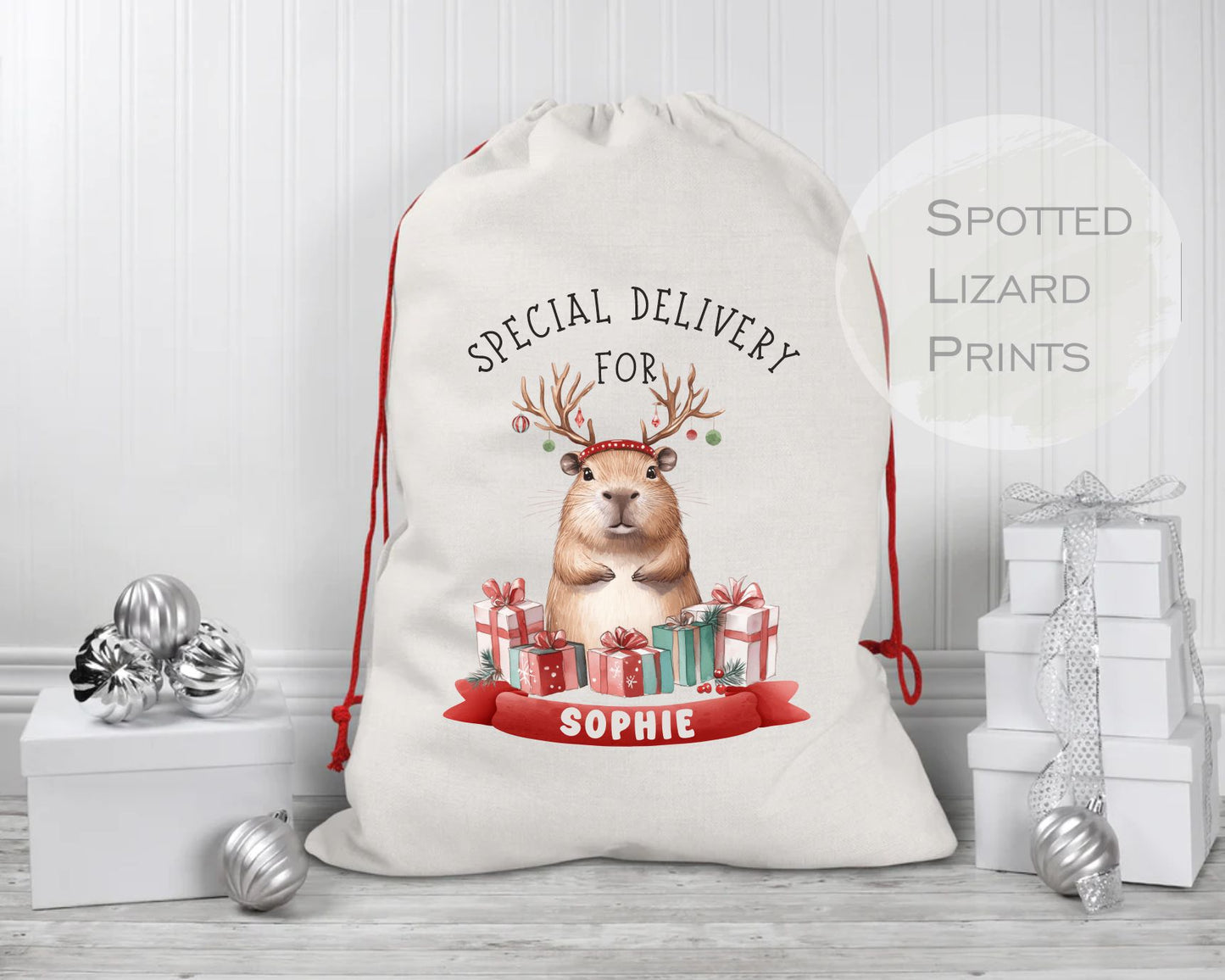 Personalised Santa Sack - Capybara Santa Sack - Santa sacks personalised - Christmas present sack - Christmas gift sacks - Christmas Sack