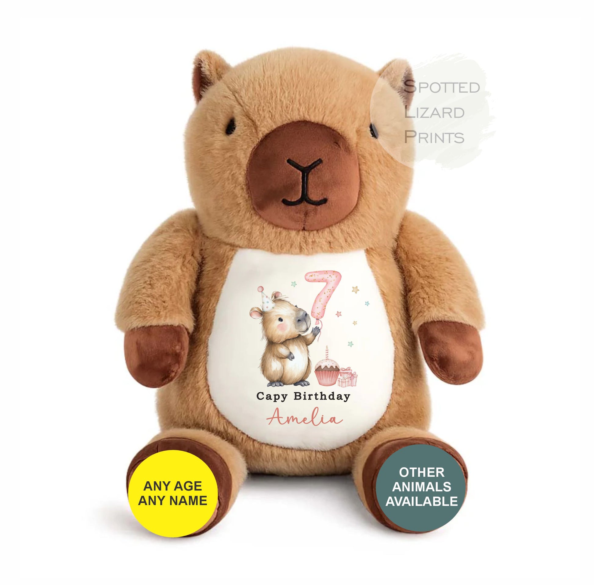 Personalized Birthday Capybara Teddy, Custom Age & Name Gift, Cute Capybara Stuffed Animal | Birthday Keepsake for Kids, capy birthday teddy