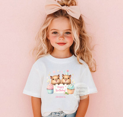 Personalised Capybara Birthday T-shirt, First Birthday shirt, Birthday Capybara - Birthday Gifts - Birthday Girl T-shirt