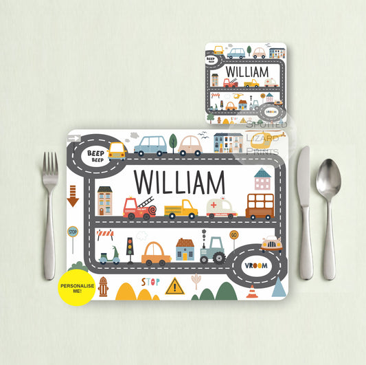 Gift for Kids - Personalised Placemat - Placemat and Coast set - Personalised Tableware - Personalised Coaster - 