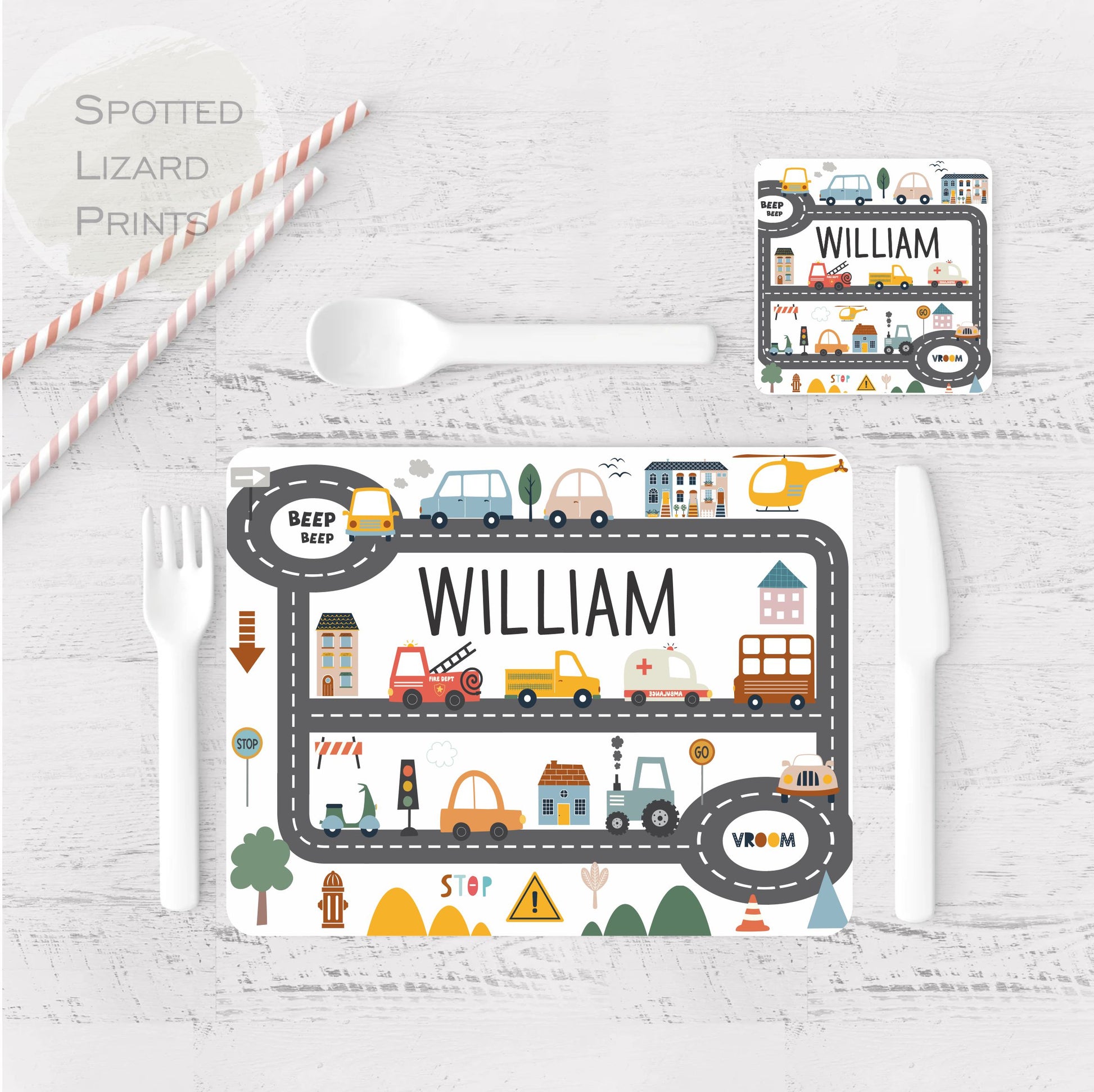 Personalised Car themed placemat