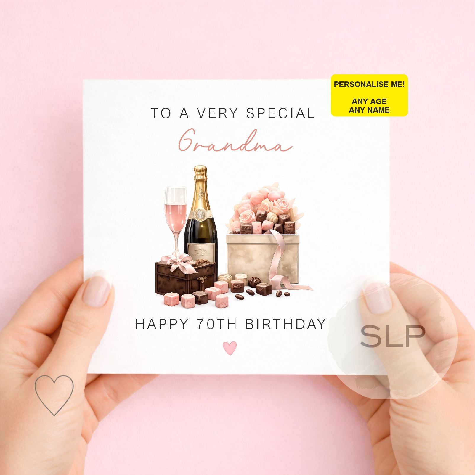 Happy Birthday Personalised Card Female Beautiful And Elegant Ladies Birthday Balloon Roses Design Customised Name And Age